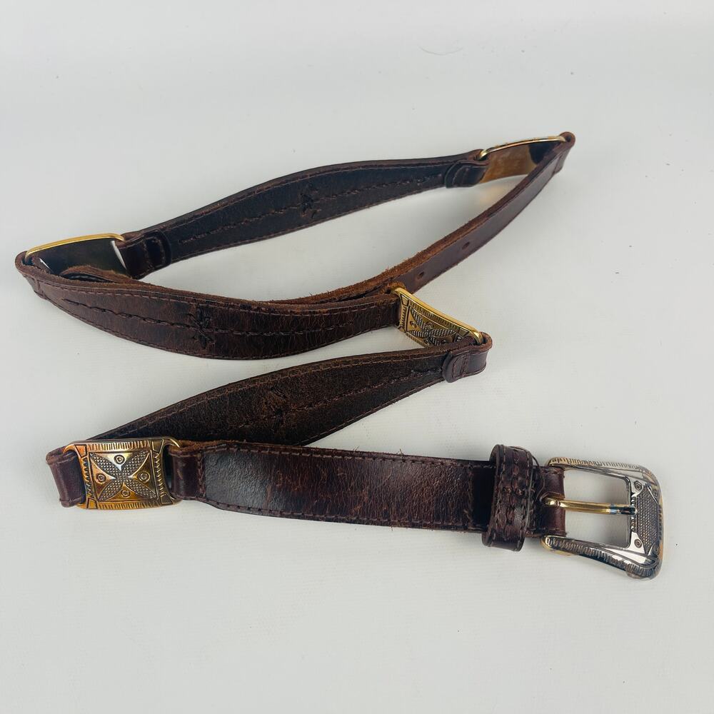 Vintage Leather Fossil Western-Style Concho Belt 1998